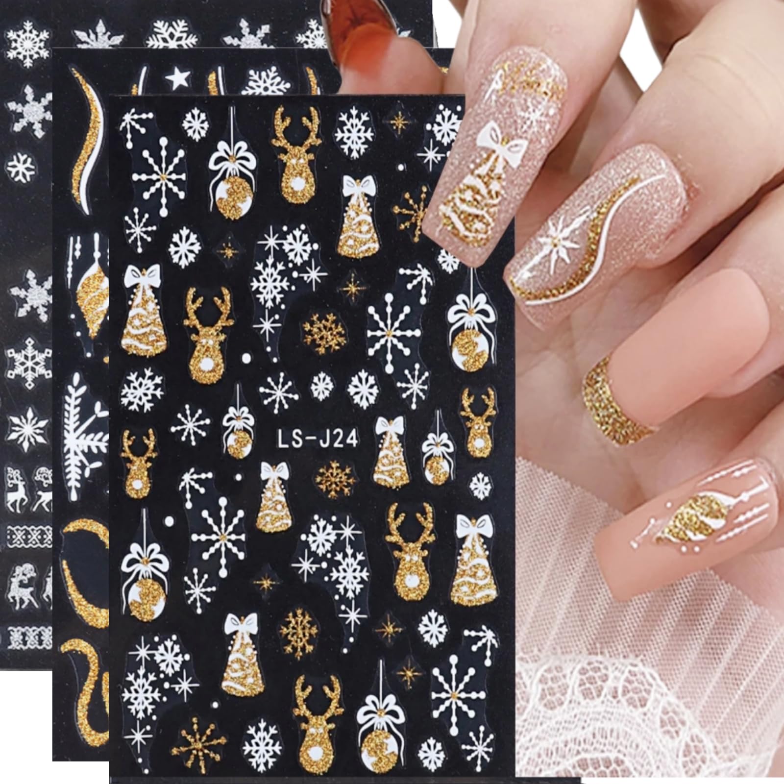 【送料無料】ネイルシール クリスマス 10枚セット サンタクロース 雪の結晶 雪だるま ジンジャーブレッ..