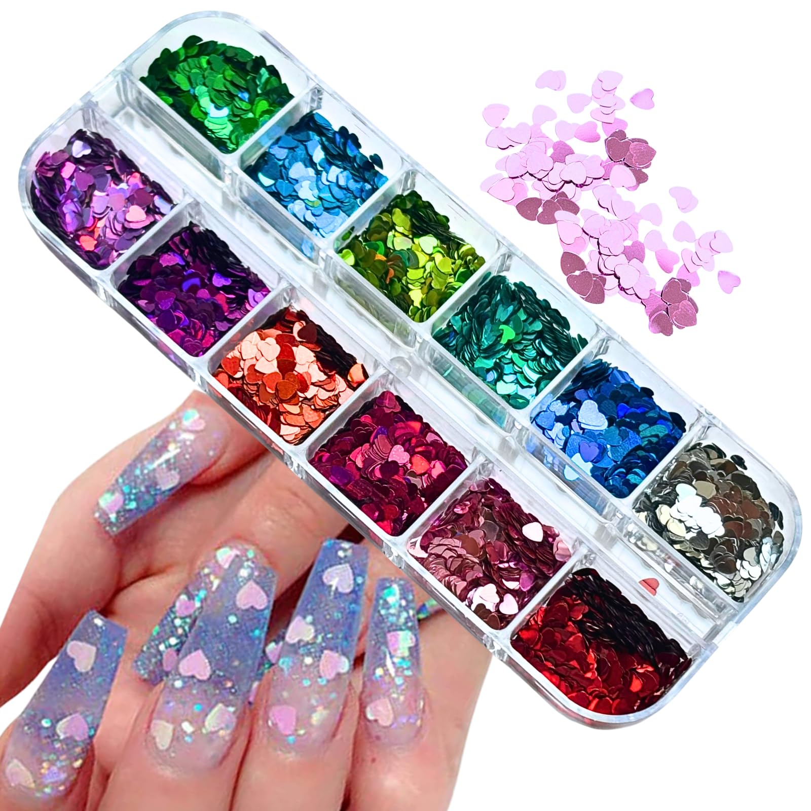 【送料無料】Archtypes ハート ホログラム ネイル ハートホロ ハートホロ ホログラム ネイルパーツ 12色 スモールサイズ BLUE＆RED (BYN-03) 色：12色