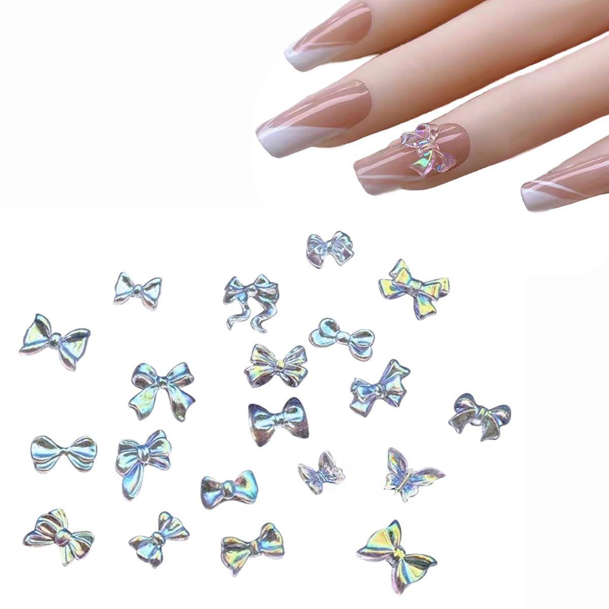 【送料無料】蝶結び ネイルアートストーン 30個 ネイルパーツ 3D 手芸 リボン異なるリボンのスタイル ..