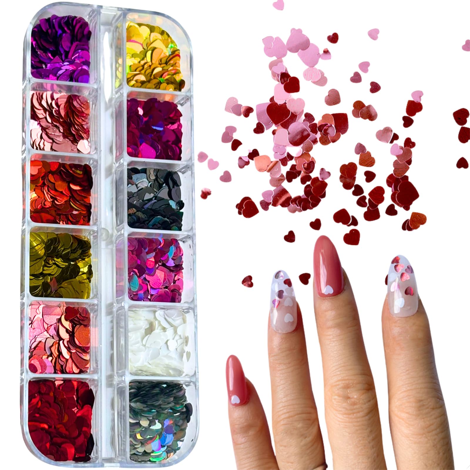 【送料無料】Archtypes ハート ホログラム ネイル ハートホロ ハートホロ ホログラム ネイルパーツ 12色 サイズ混合 POPカラー (BYN-01) 色：12色