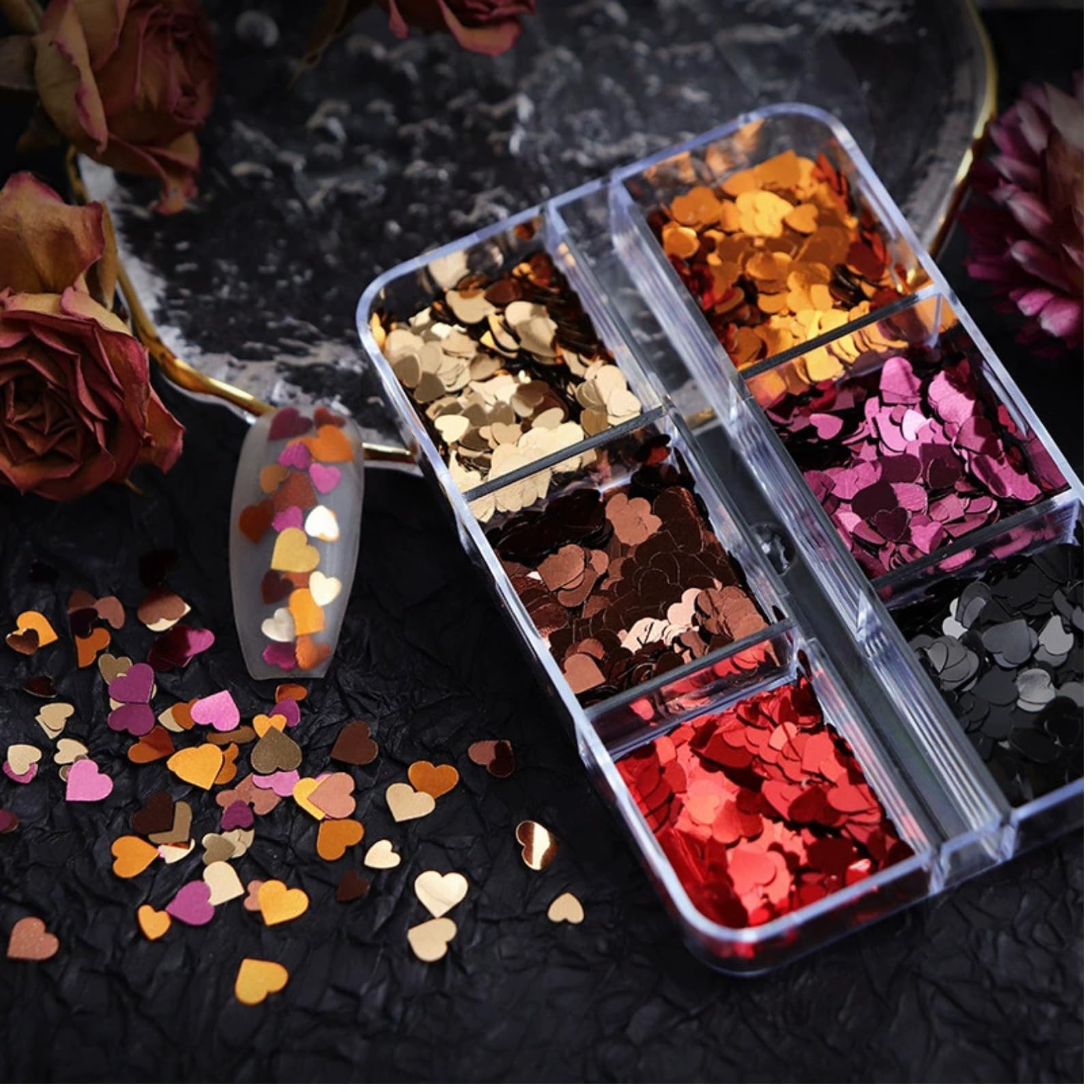 【送料無料】Archtypes ハート ホログラム ネイル ハートホロ ハートホロ ホログラム ネイルパーツ 6色 サイズ混合 GOLD PINK (BYA-01) 色：6色