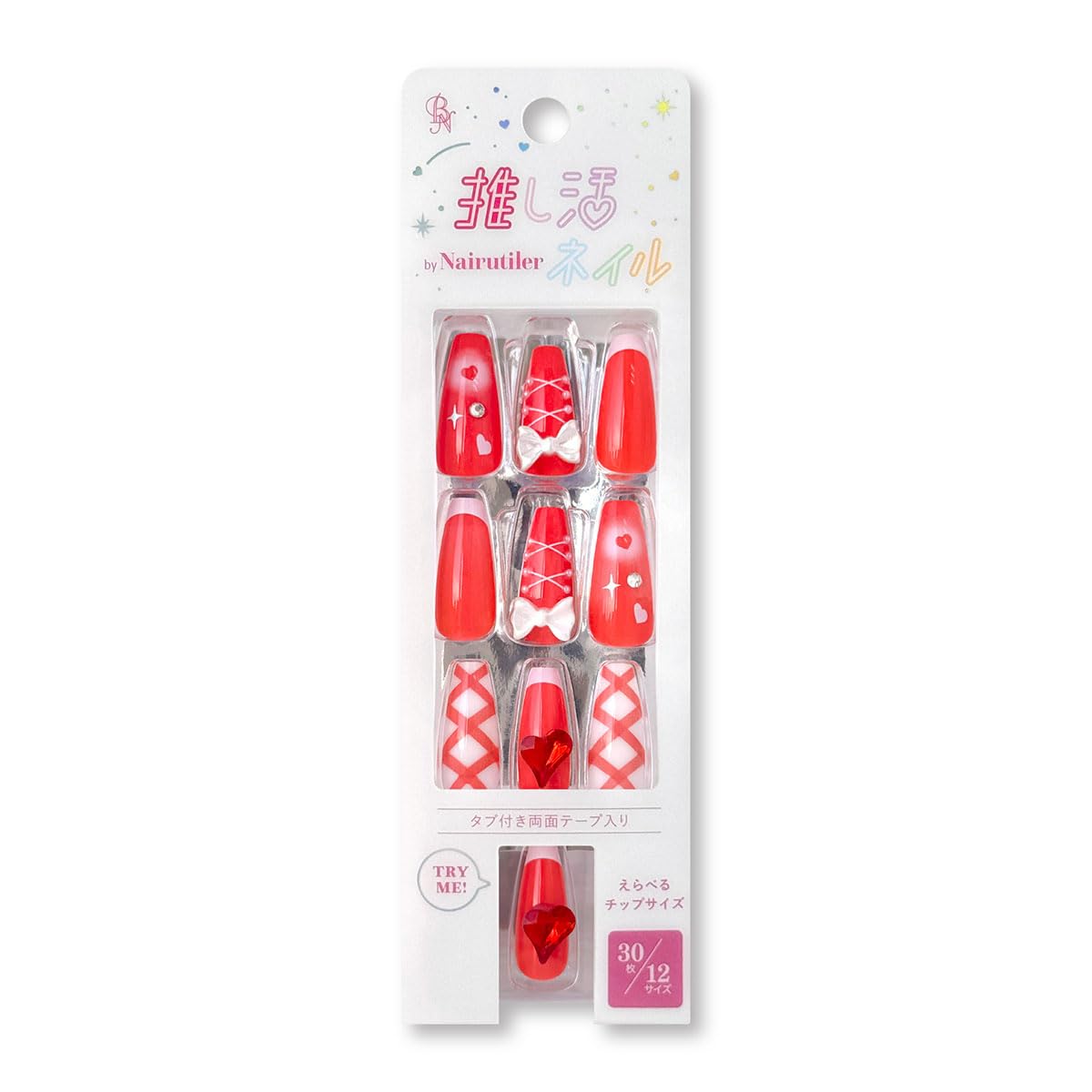 【送料無料】Nairutiler(ネイルティア) 推し活ネイルチップ シリーズ NRO (30枚 / 12サイズ) 色：NRO-0..