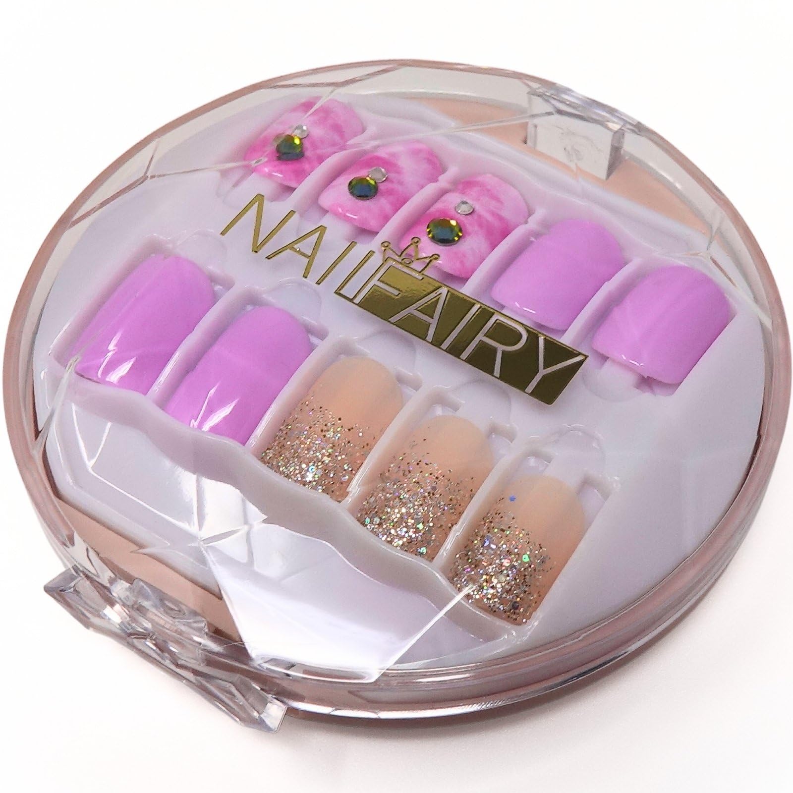 【送料無料】COLORBIRD ネイルチップ ショート ネイル 付け爪 チップ 短め 可愛い NAILFAIRY 色：ピンク パープル ベージュ ゴールド、サイズ：ショート