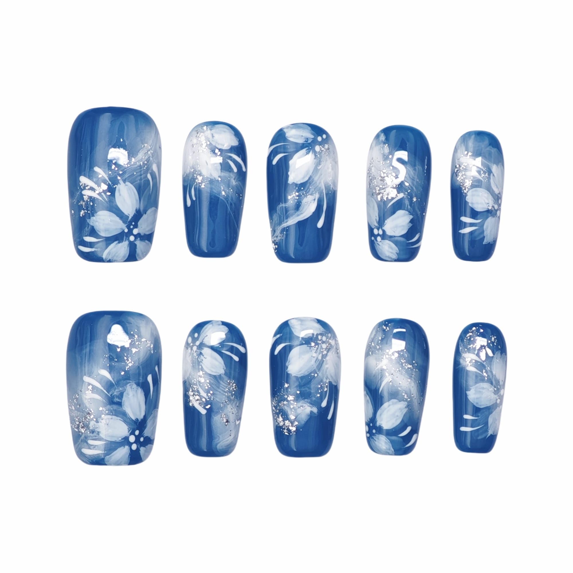 【送料無料】farfarflame 手作り ネイルチップ ミディアム ロング バレリーナ マグネット 3D ダイヤモ..