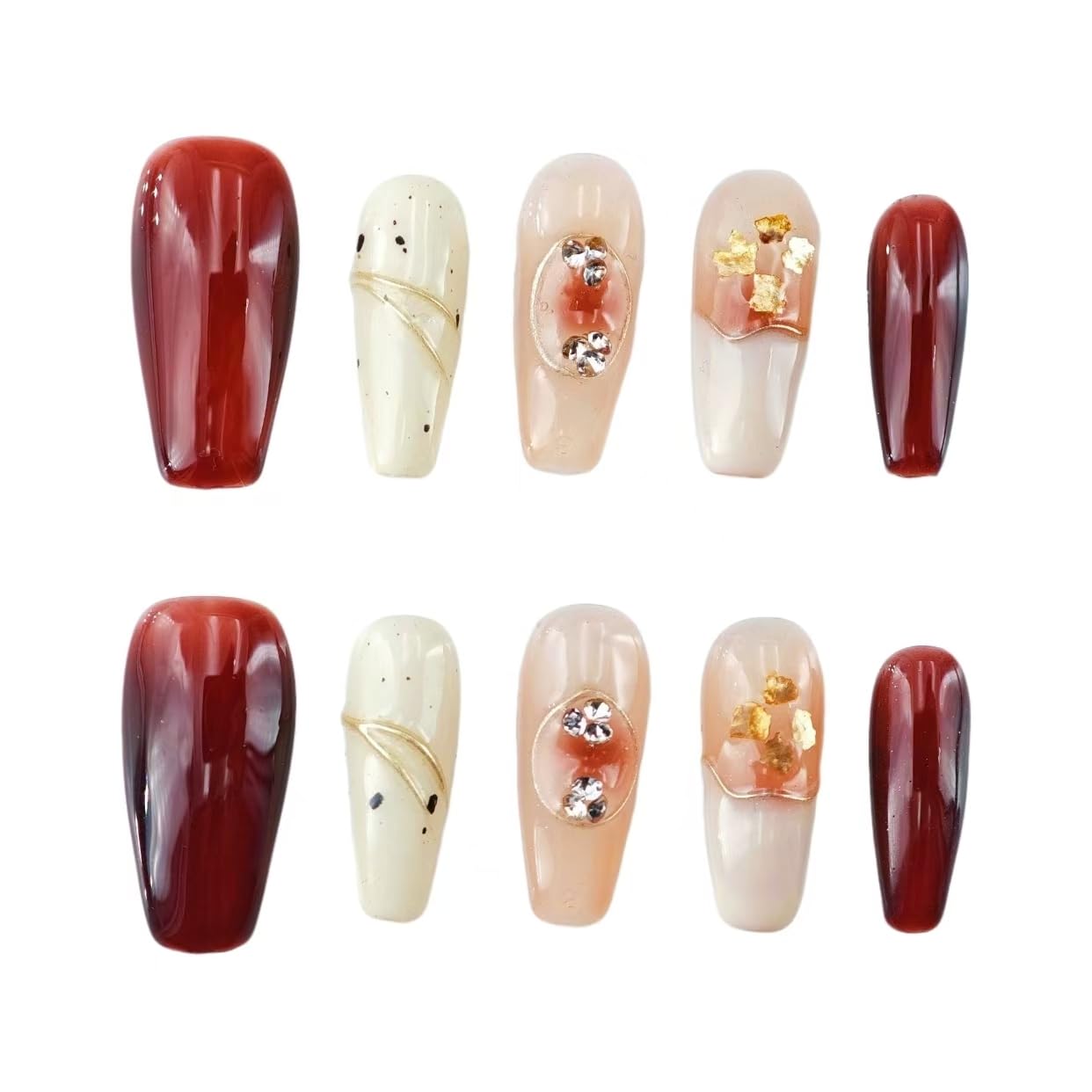 【送料無料】farfarflame 手作り ネイルチップ ロング つけ爪 バレリーナ 3D ダイヤモンド 光沢 おしゃ..