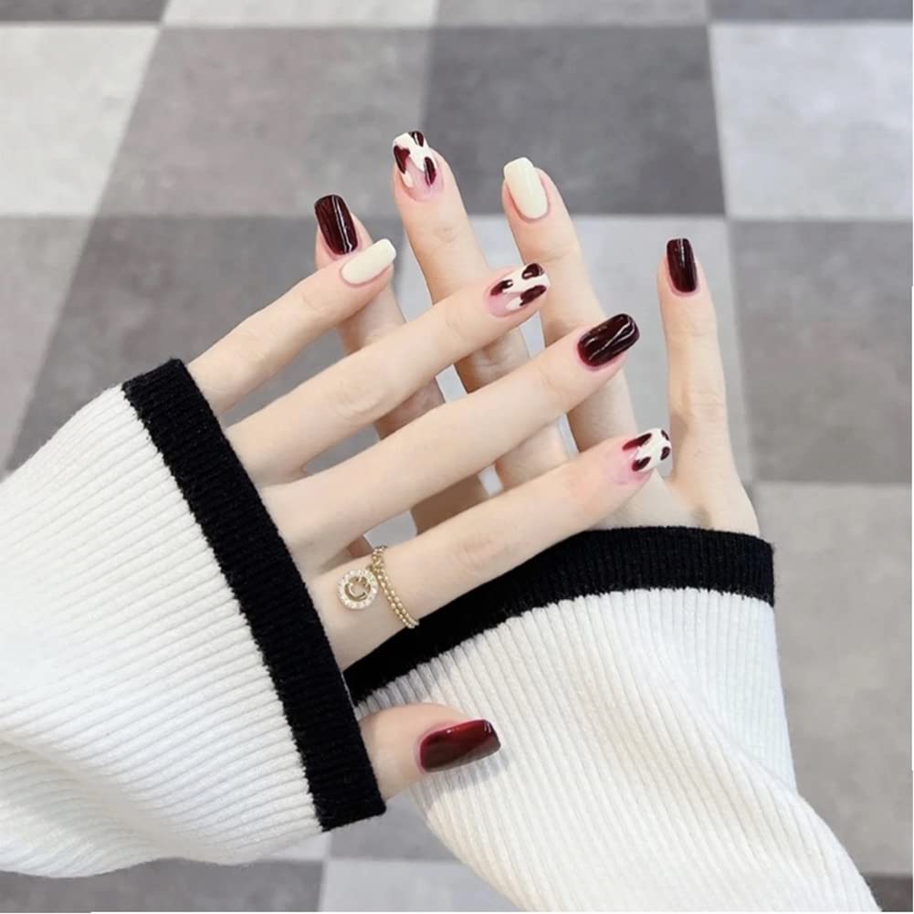 【送料無料】24枚セット 短い ネイルチップ レッド レオパードネイル 爪飾り 偽の爪 披露宴 パーティー..