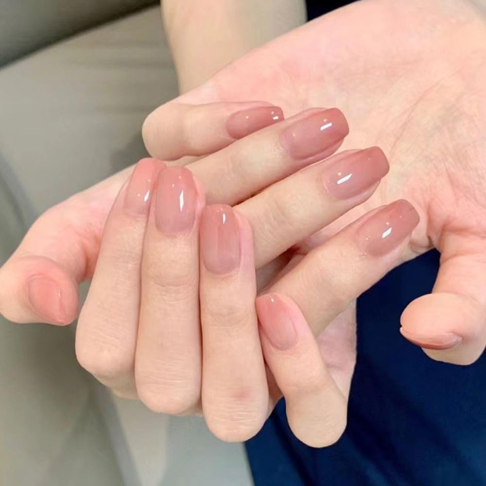 【送料無料】24個入りフェイクネイル スクエアヘッド フレンチネイル プレスオンネイル 防水フェイクネ..