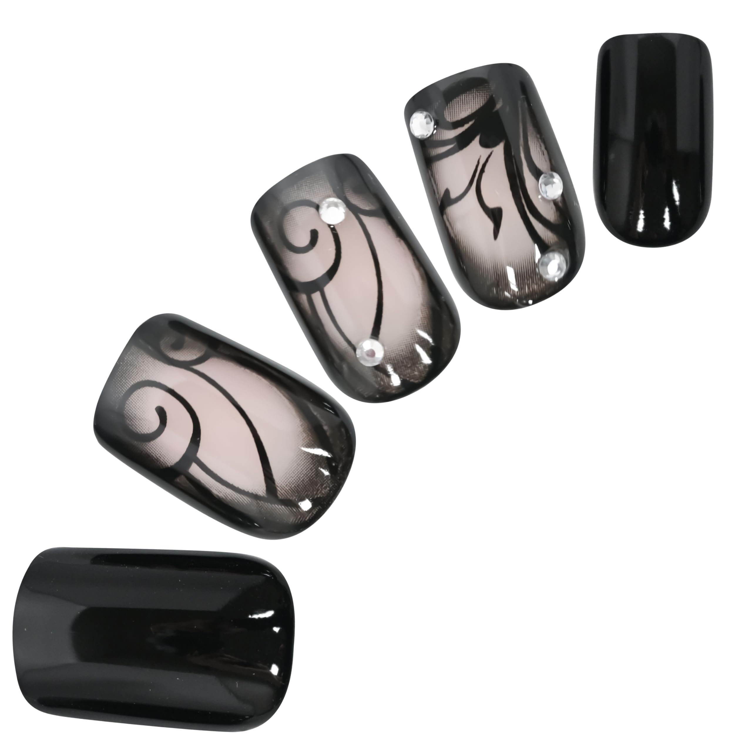 【送料無料】ネイルチップ おしゃれ 柄 パターン カジュアル 卒業式 結婚式 パーティー 付け爪 ネイル用 両面グミシール3枚入 ウッドスティック ネイルファイル付 色：レース、サイズ：ノーマル