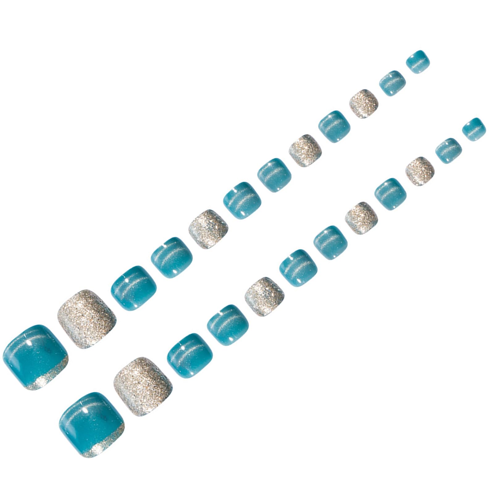 【送料無料】ネイルチップ 足用 3D 24枚入 青 ダイヤモンド フットネイルチップ フットネイル 足用ネイルチップ マグネット 夏 付け爪 猫目石 結婚式 成人式 可愛い 人気 シンプル