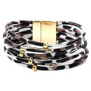 【送料無料】WHITE FANG(ホワイトファング) レザーブレスレット ファッション チタン ヒョウ柄 アニマル レディース AZ008 色:01:ホワイト、...