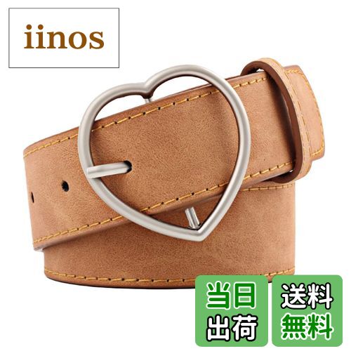 【送料無料】WHITE FANG(ホワイトファング) レザー ベルト おしゃれ ベルト 細い カジュアル ハート バックル 皮 革 レディース BT057 色：04:キャメル、サイズ：サイズ