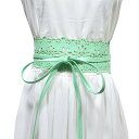 【送料無料】WHITE FANG(ホワイトファング) レザー ウエスト ベルト 花柄 おしゃれ 太い カジュアル ファッション レディース BT238 色:06:グリーン、サイズ:サイズ