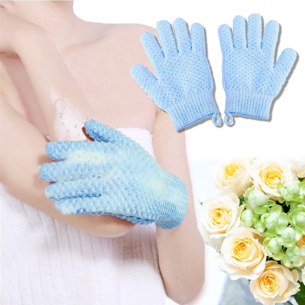 【送料無料】ReTORUE バスグローブ からだあらう タオル 体洗う ナイロン 色：ブルー、サイズ：ワンサイズ