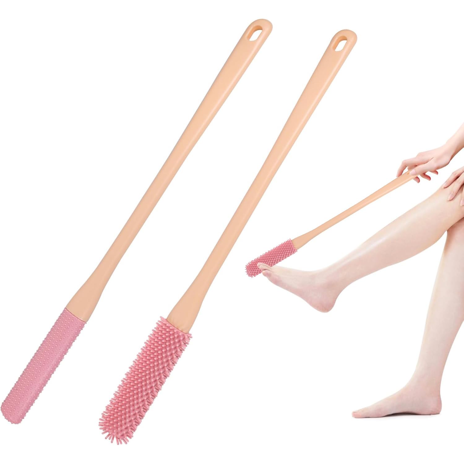 【送料無料】足の指のクリーニング ブラシ 40 cm 長いハンドル足スクラブ シャワー シリコーン足ブラシ..