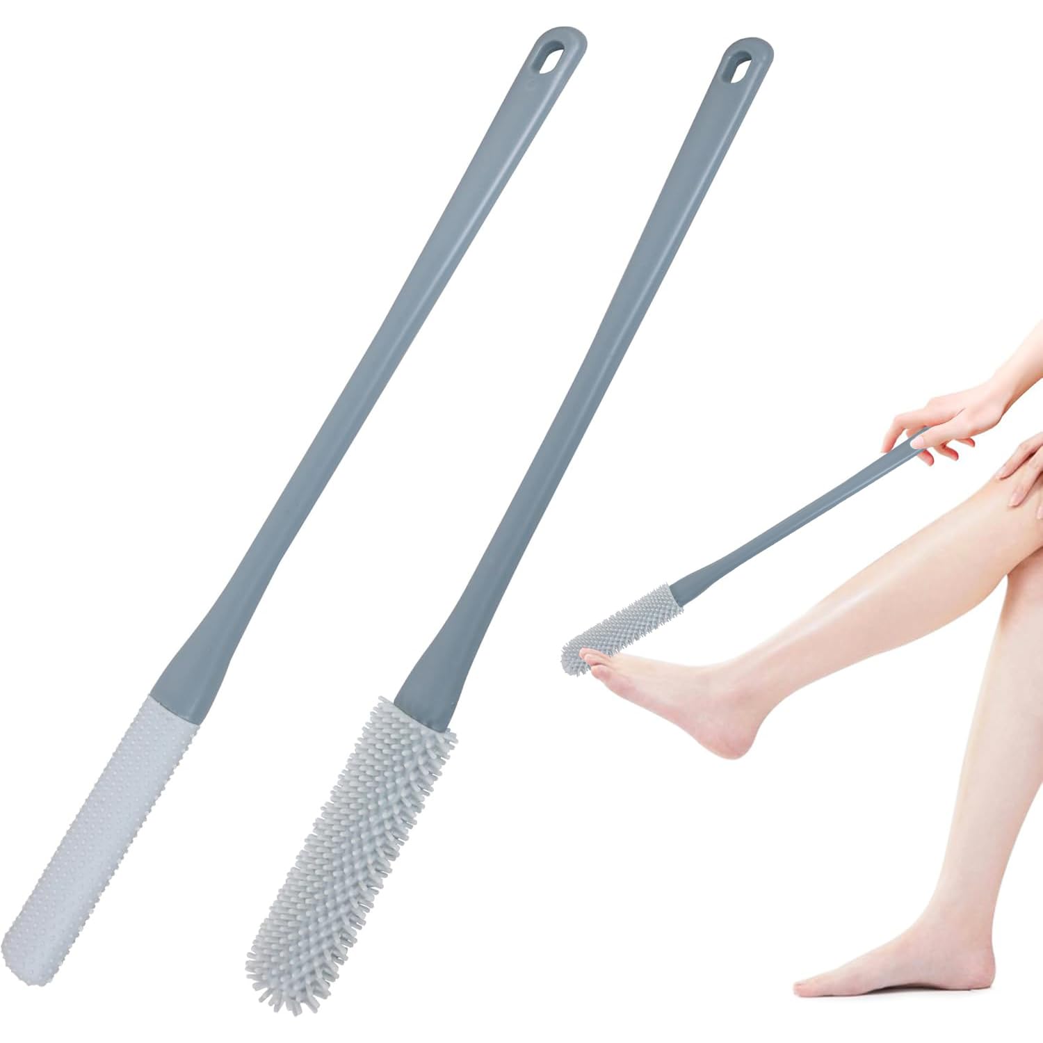 【送料無料】足の指のクリーニング ブラシ 40 cm 長いハンドル足スクラブ シャワー シリコーン足ブラシ..