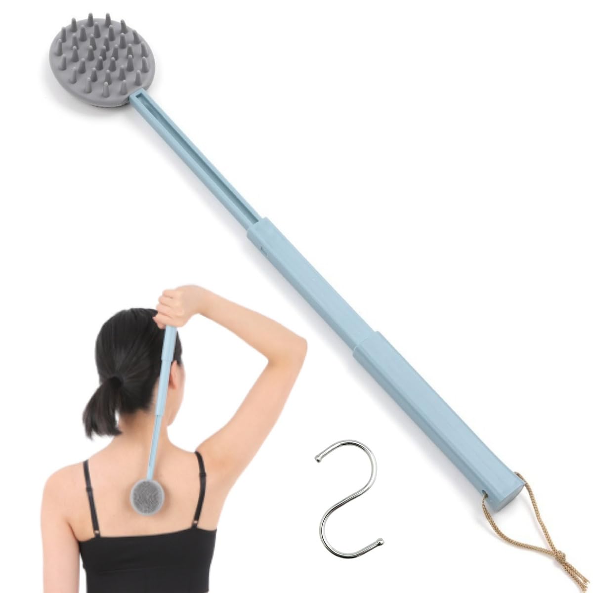 【送料無料】皮膚科医推奨 孫の手 シャワーブラシ 背中 ブラシ 両面 ボディブラシ 背中かき棒 かゆみ止..