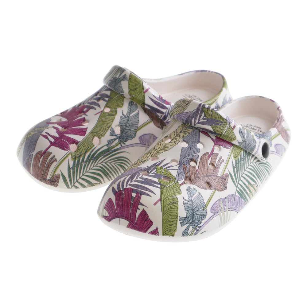 【送料無料】[FASPROJECT] 2way クロッグ サンダル (レディース) 婦人 女性 ジュニア 軽量 防水 eva サボサンダル 前とじ つっかけ SY-12965 色：【プリント】ホワイト、サイズ：L