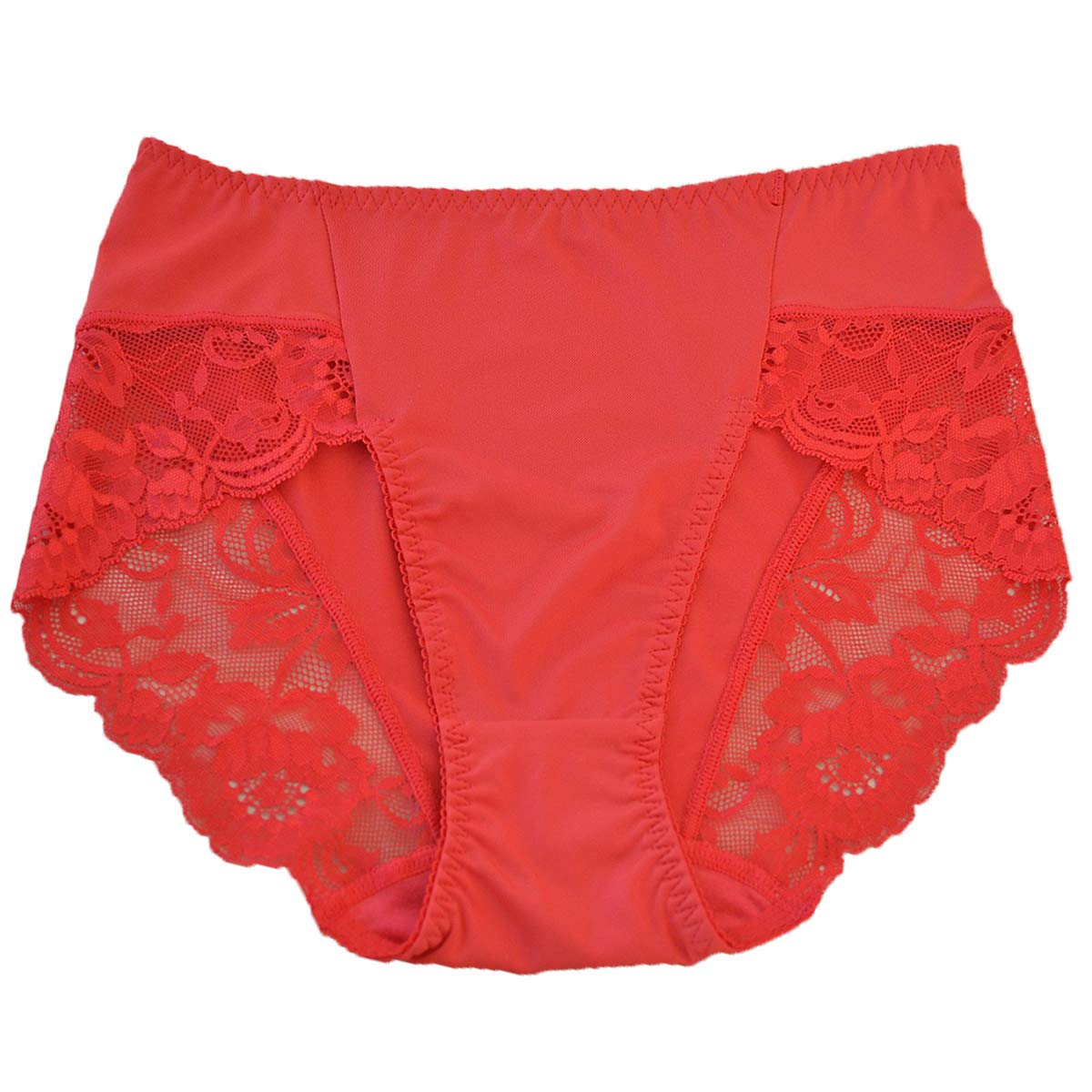 【送料無料】[Karly Shop] ショーツ スタンダード レディース すっぽり ストレッチ レース 大きいサイズ ツルツル さらさら エレガント s704 色：レッド、サイズ：3L