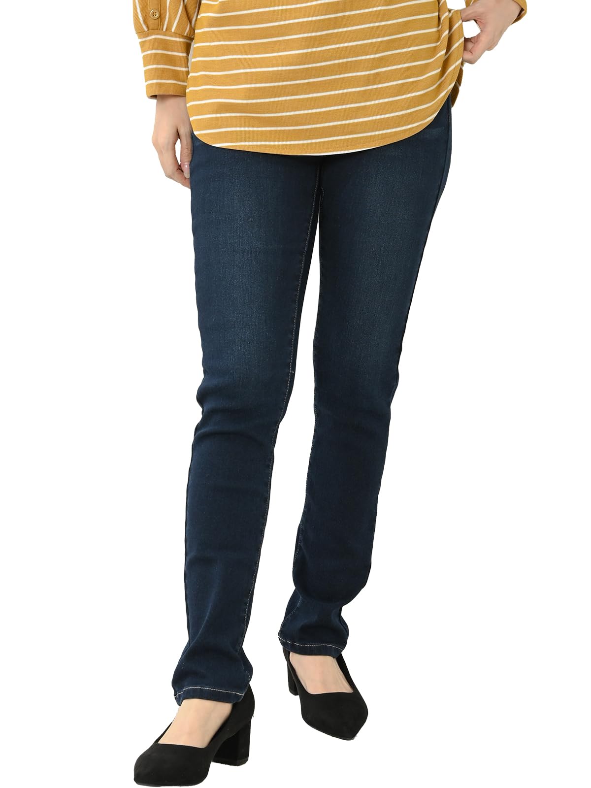 【送料無料】[JANJAM]美脚スキニーデニム 裏起毛パンツ 大きいサイズ レディース スキニーパンツ ストレッチ 美脚 細魅せ 色：インディゴ72cm、サイズ：5L