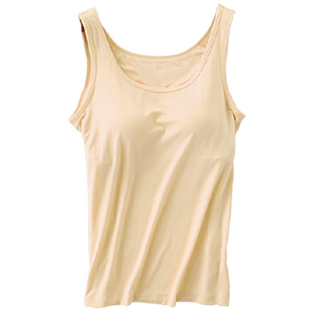 楽天iinos 楽天市場店【送料無料】[Karly　Shop] 【爆売れ】カップ付きインナー キャミソール タンクトップ ブラトップ サラサラ 吸湿 アンダーゴム ホールド ストレッチ rr4 色：タンクトップbeige、サイズ：4L