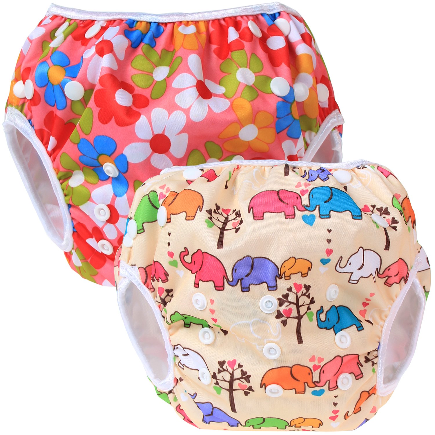 【送料無料】Teamoy 水遊びパンツ 2点セット 0-3歳 赤ちゃん用 ボタンでサイズ調整可能 防水外層 ポリ..