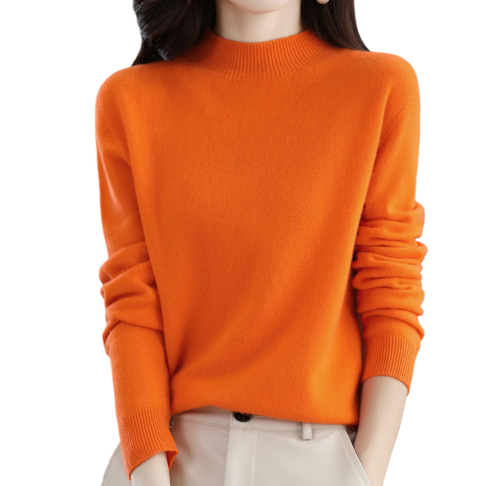 【送料無料】[PALAME] ニット トップス レディース 秋冬 ニュールック・3サイズ展開・ハイネック・カシミヤタッチ・重ねる着便利・着回しやすい・厚手・着痩せ・小顔・高伸縮 リブ セーター カットソー ニットソー インナー 長袖 カジュアル 秋 冬 (JP, アルファベット,