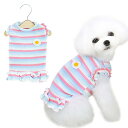 【送料無料】AmzBarley 犬の服 ワンピース 春 夏 綿製 ストライプ 立体花柄 可愛い 犬服 小型犬 中型犬 服 シャツ クールベスト 丸首 半袖 薄手...