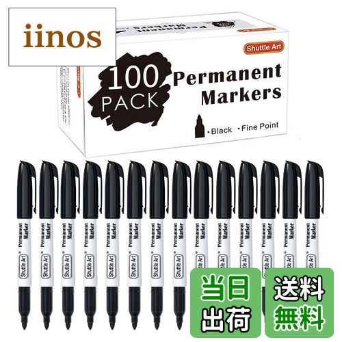 【送料無料】Shuttle Art マーカーペン アートマーカー ブラック 黒 100本セット 速乾性 耐水性 スケッ..