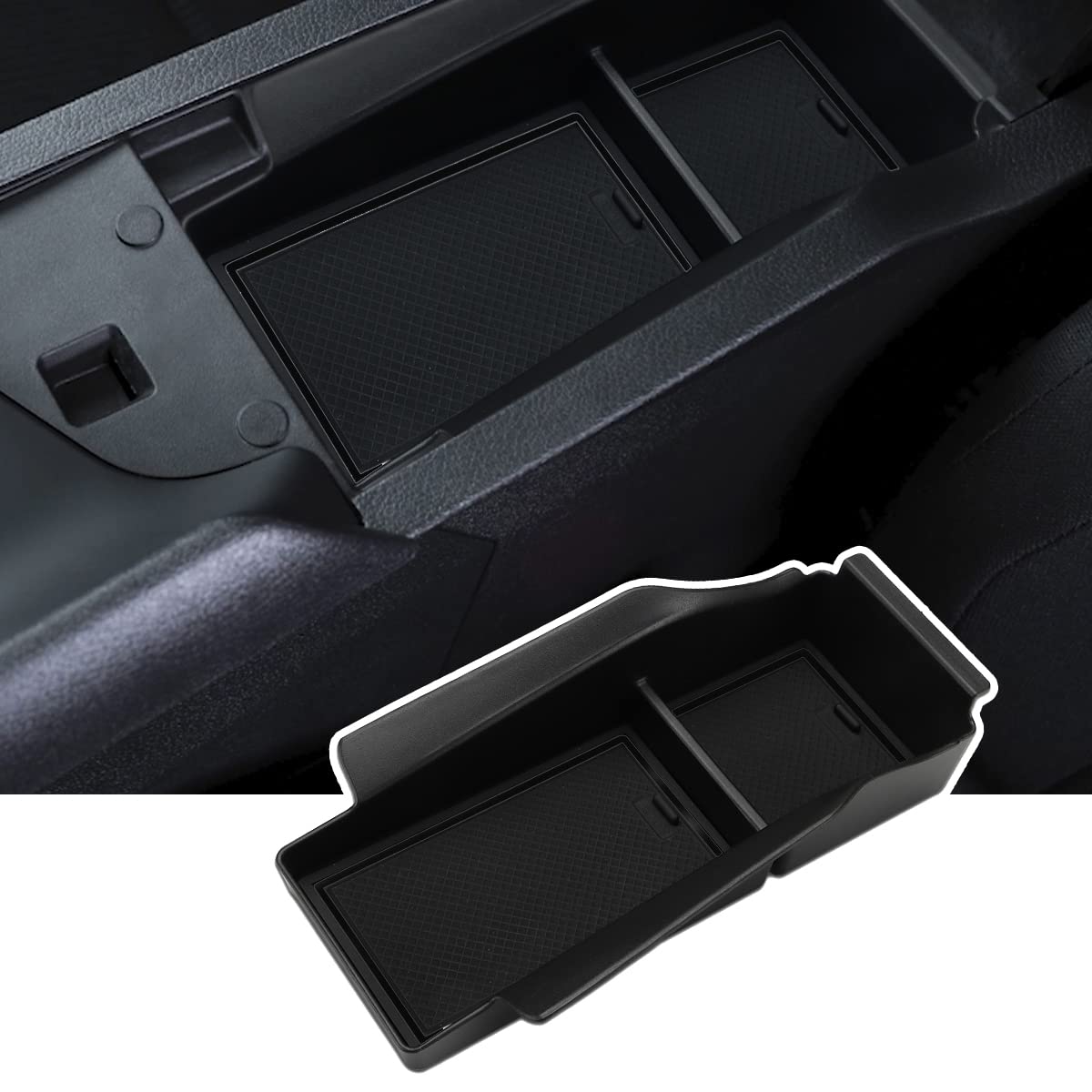 【送料無料】Auovo(ノート e-POWER E13/ SNE13型&オーラ FE13型)専用 内蔵型コンソールボックス 収納トレイ ラバーマット付き 小物入れ コインケース 装着簡単 カスタムパーツ 滑り止め 整理便利 清潔感 騒音軽減 (ブラック)