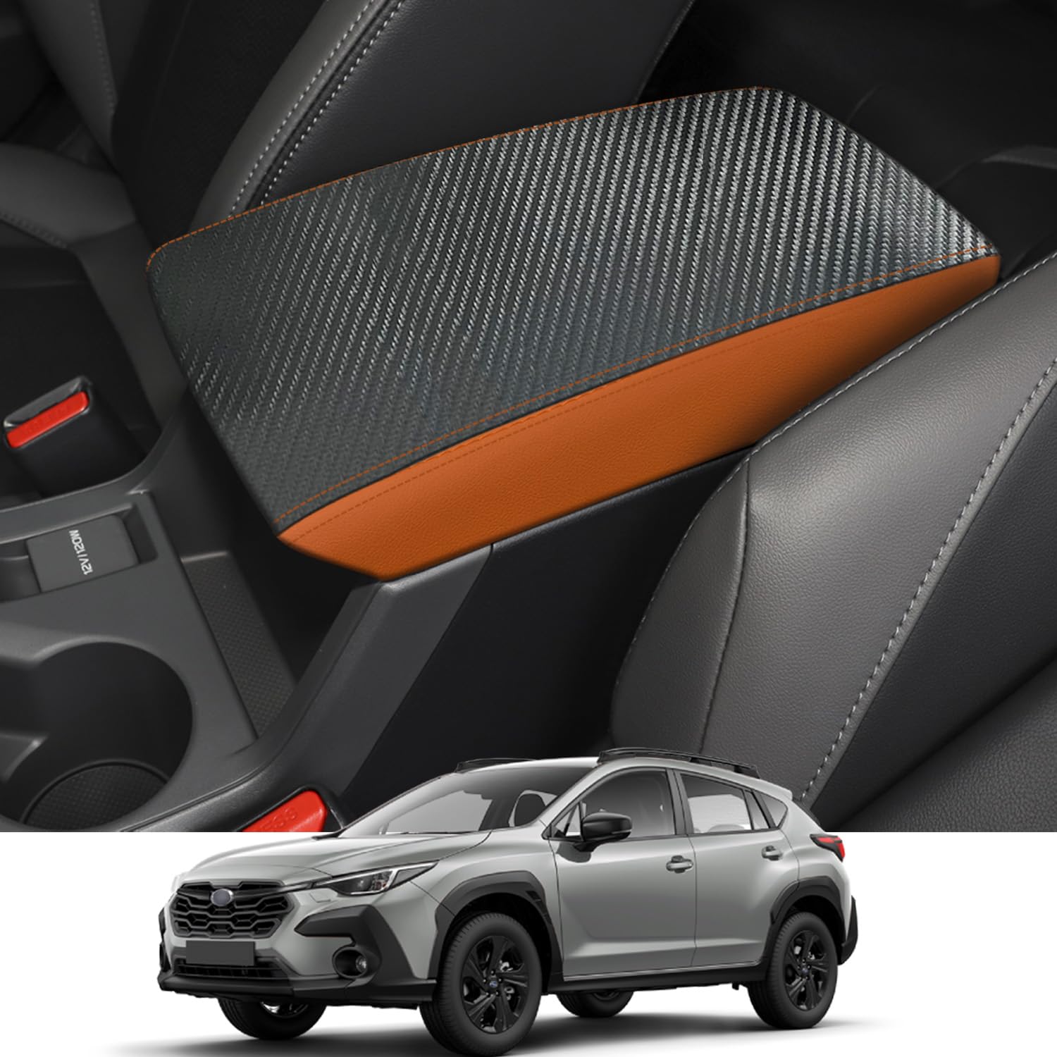 【送料無料】Rifoda スバル 新型 クロストレック 3代目 GU系(2022年12月~) インプレッサ 6代目 GU系 (2023年4月~) コンソールボックス保護カバー 専用設計 保護カバー 汚れ防止 高品質レザー 内装 アクセサリー カスタム パーツ カー用品 簡単取付(カーボンファイバー+オ