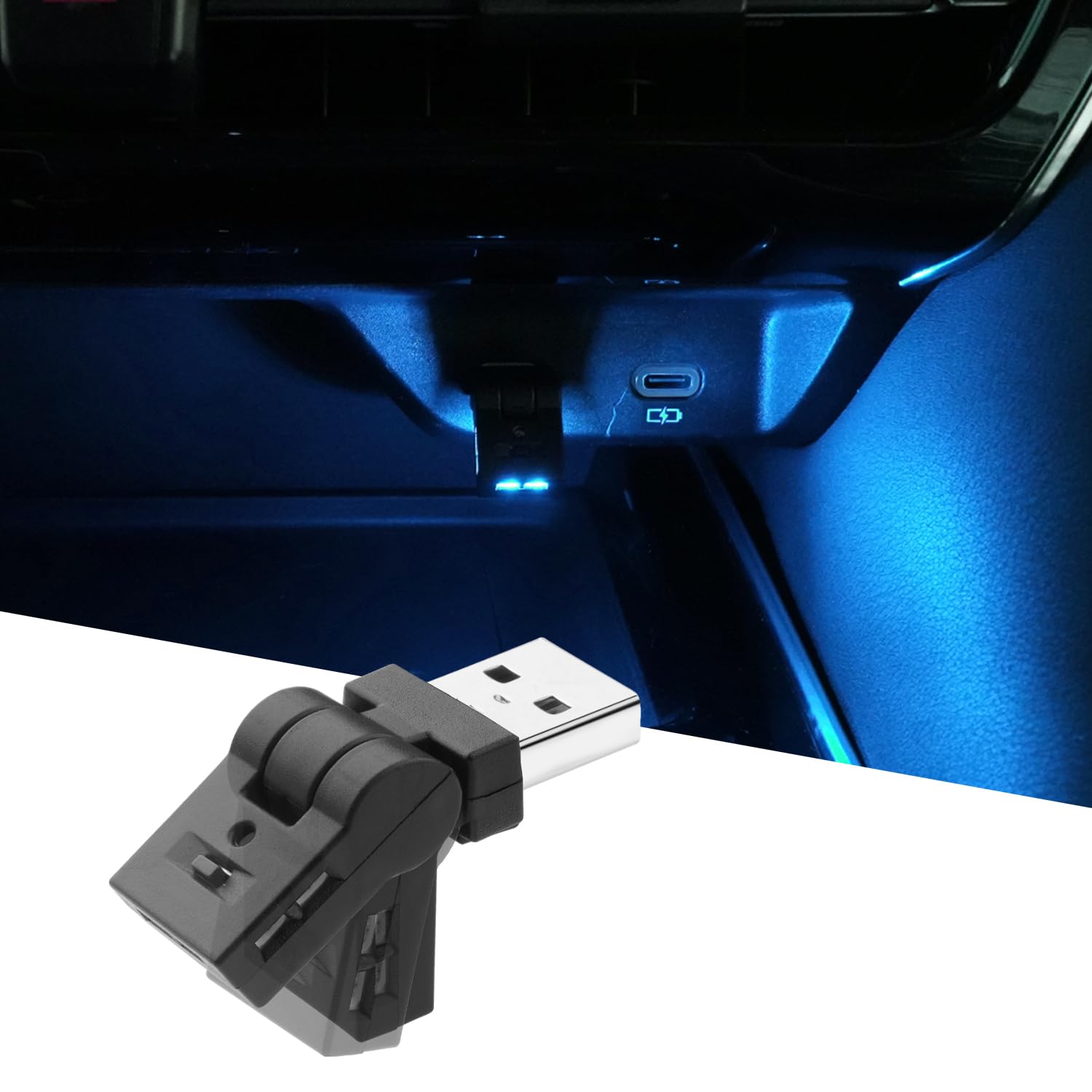 【送料無料】CARVANTA USB ライト LED 車内 Type-A 8色 RGB イルミネーション 180°首振り 照射方向切替..