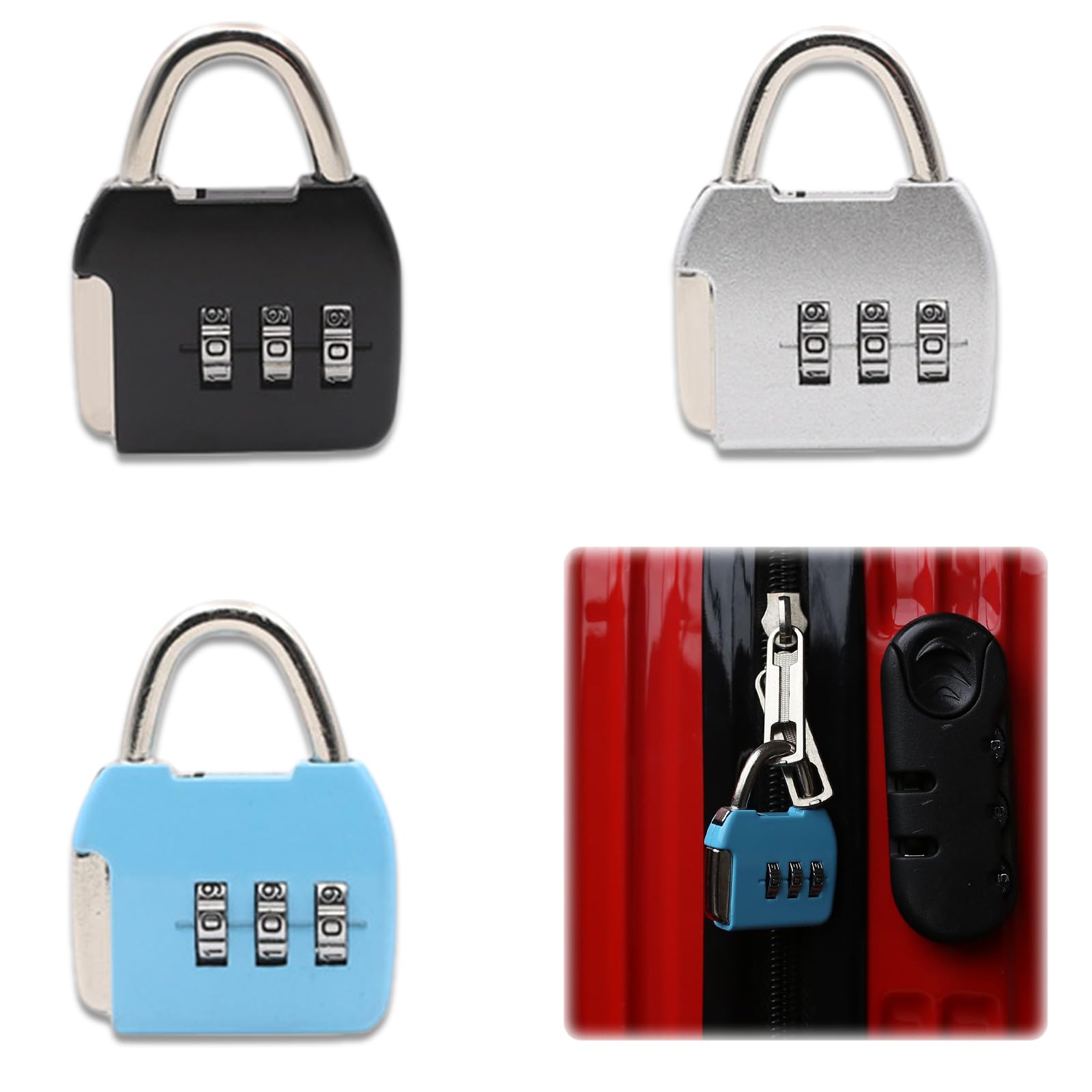 【送料無料】DELUXEFOX 南京錠 ダイヤル錠 3桁ダイヤル式 (2個セット) 小型 スーツケース バッグ用ロッ..