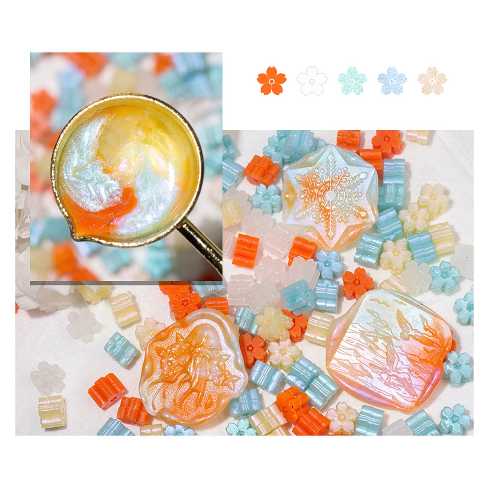 【送料無料】YAMOXLS シーリングワックス ワックスビーズ セット 封蝋 小粒 桜形 可愛い 手紙 台 DIY ..