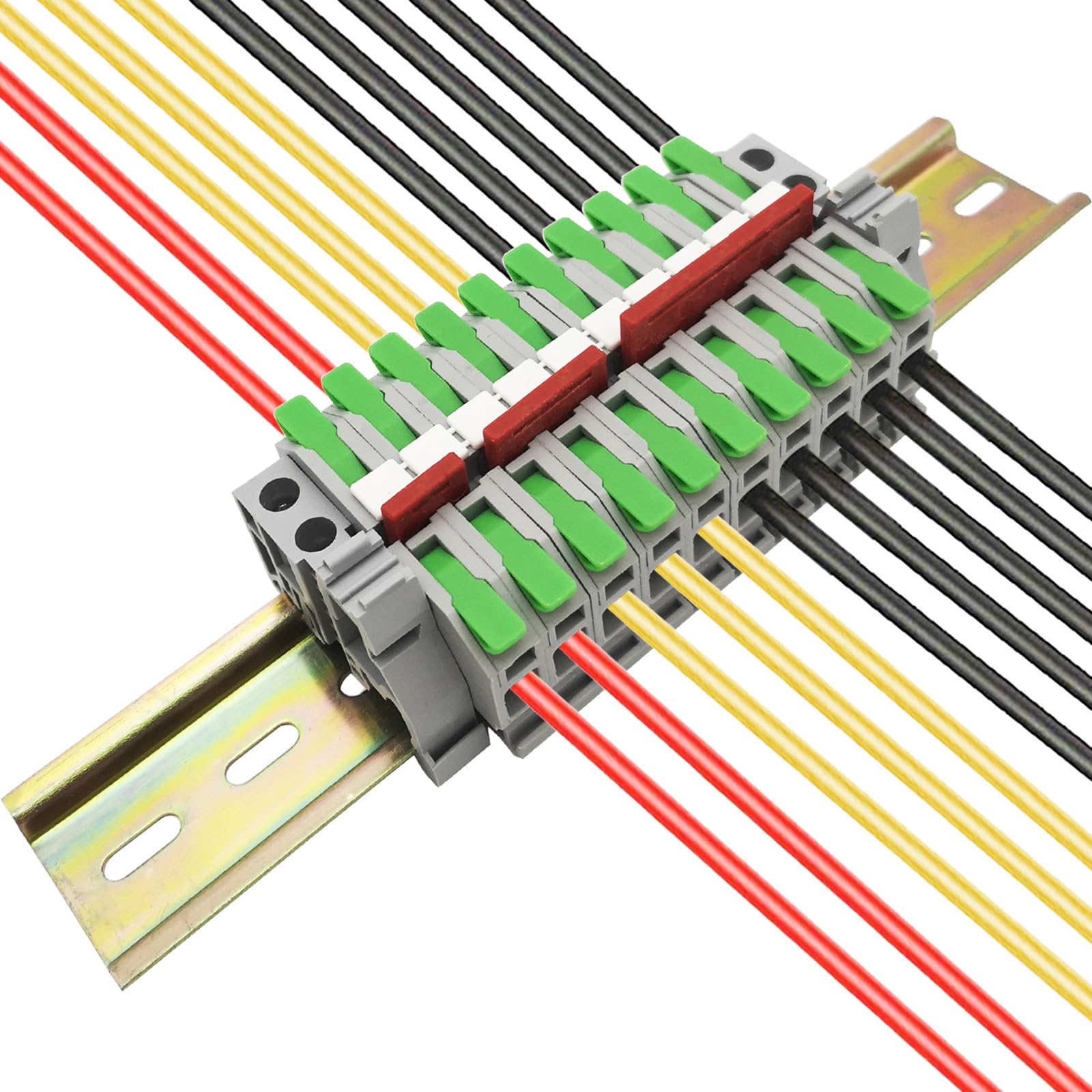 【送料無料】DIN レール コネクタ、CTRICALVER ターミナル ブロック キット、10 個のワンタッチコネク..