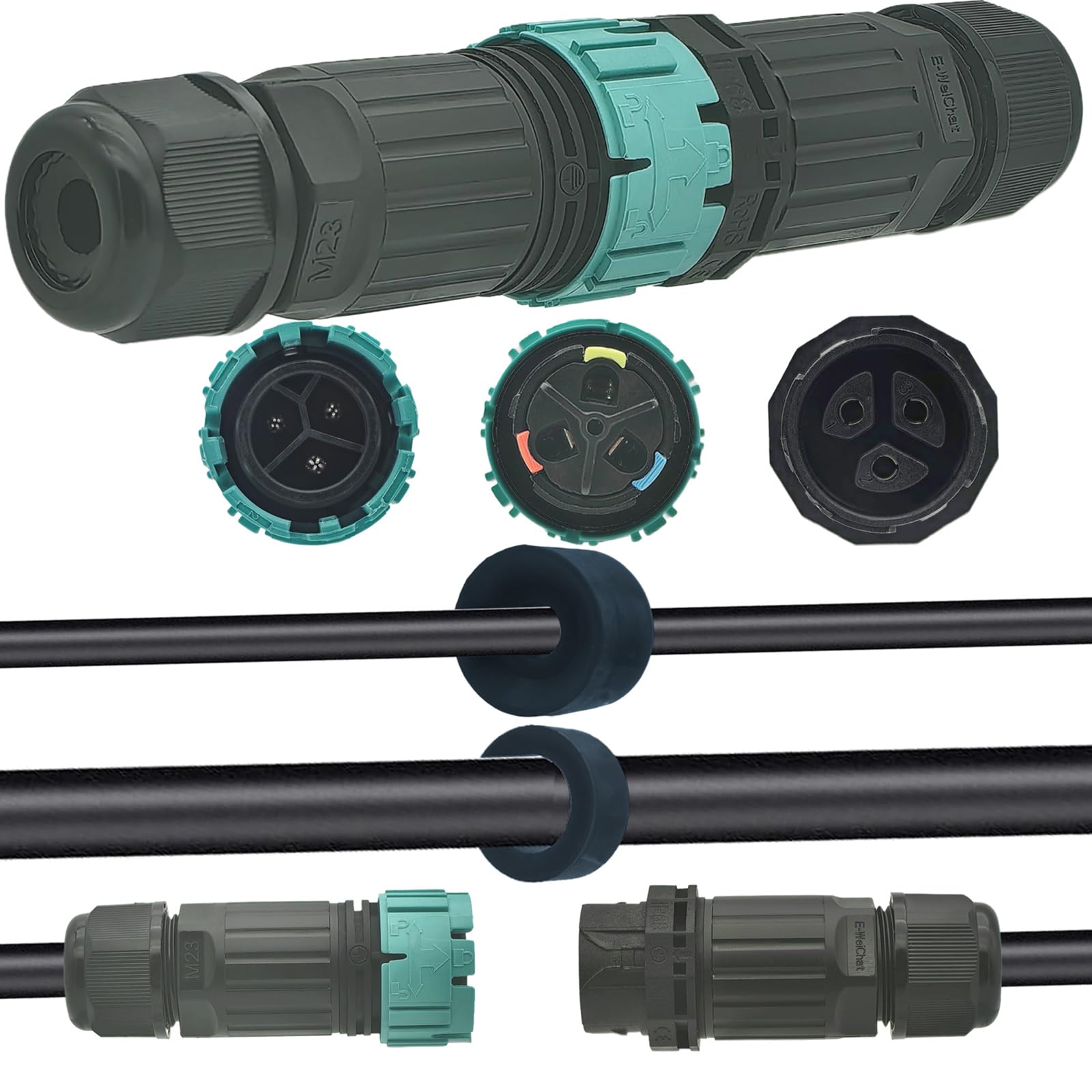 【送料無料】CTRICALVER 防水ケーブル コネクタ, 3ウェイ IP68 ケーブルコネクタ、防水電気コネクタ、..
