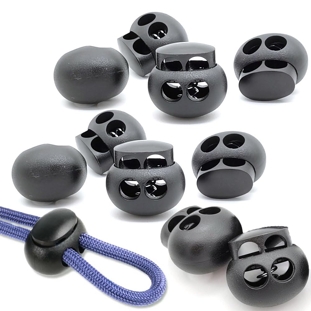 【送料無料】GLOWZEN コードストッパー スプリング 紐止め金具 10個入り 2つ穴 ゴム紐 コードロック