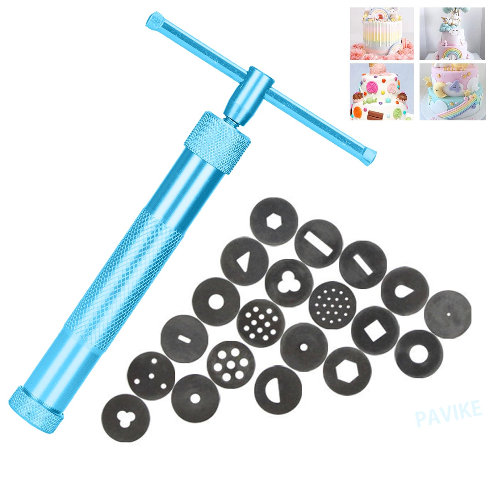 【送料無料】PAVIKE 粘土押出機ソフト ポリマークレイツール 粘土押出機,合金ロータリー粘土押出機,成形ツールマッドエクストルーダー 合金粘土ツール フォンダン 彫刻 デコレーションツールセット ソフト粘土泥陶器用 (ブルー)