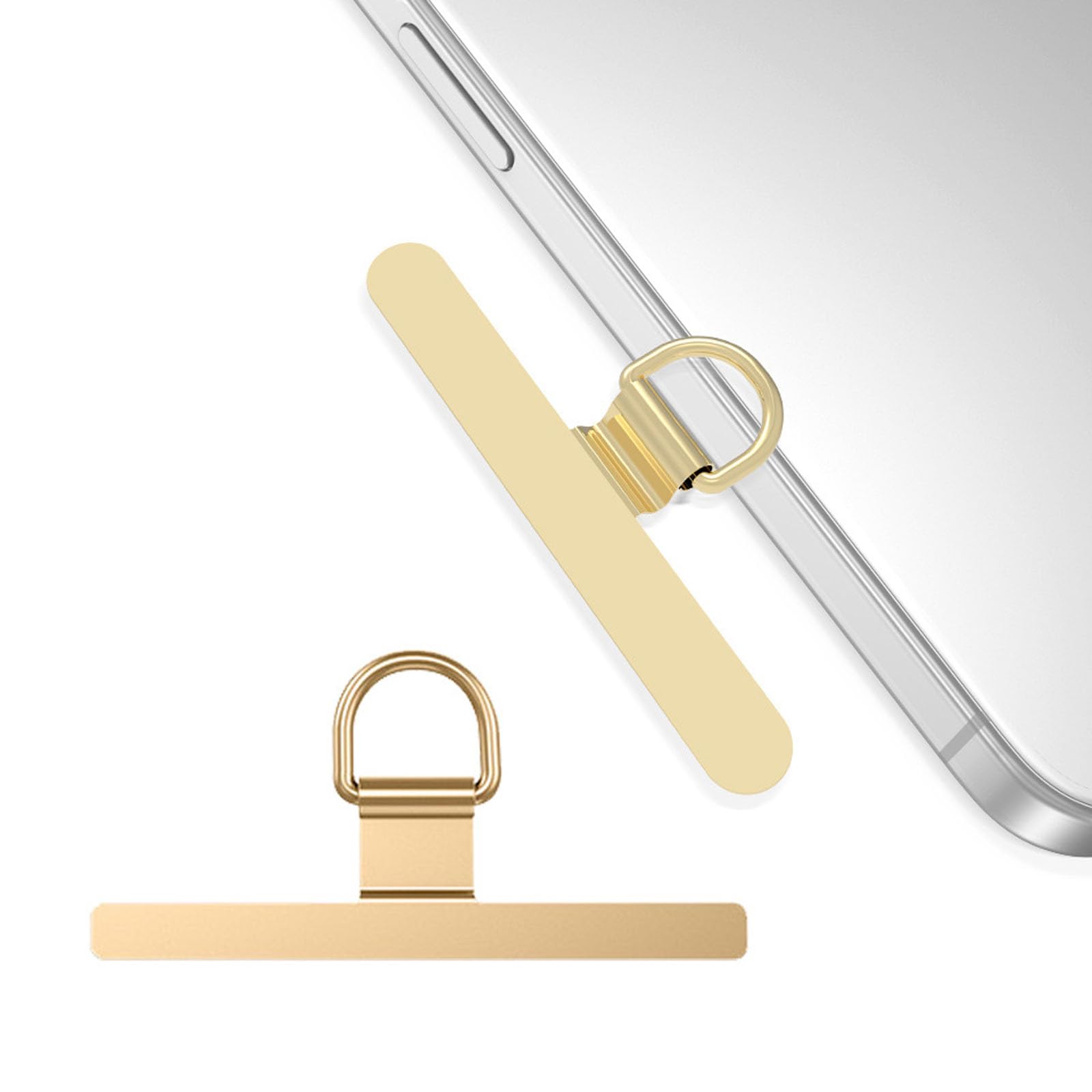 【送料無料】LUYING ストラップホルダー スマホ スマホストラップ 薄型 携帯ストラップホルダー 落下防止 金属製タグパッチ 充電影響なし 落下防止 全機種対応 シルバー 浮きにくい設計 ステンレス製 (ゴールド)