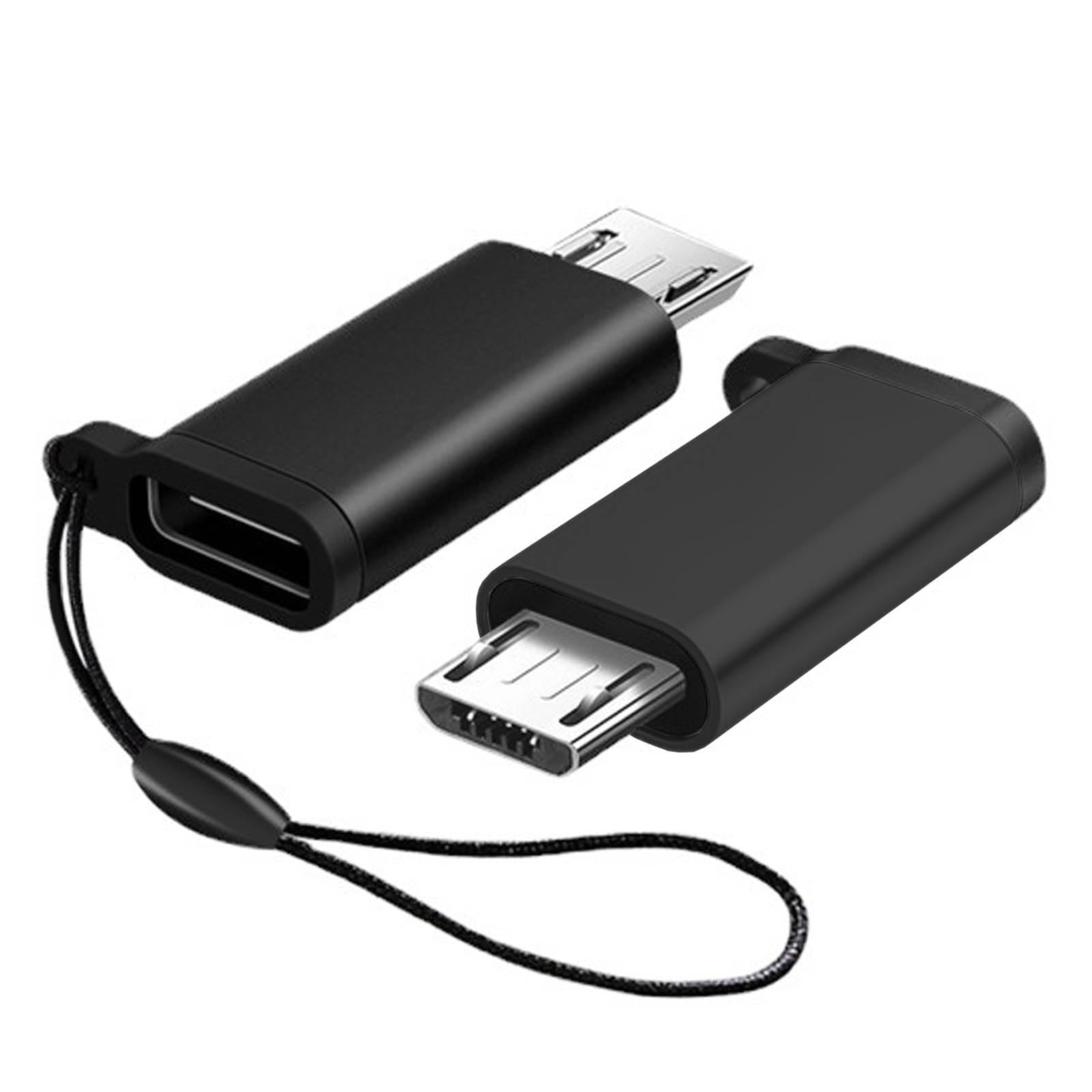 【送料無料】[LUYING] USB-C to Micro-USB 変換アダプタ 2個入り データ転送 急速充電 Galaxy、Nexus、Xperia等Micro USB設備対応 ブラック ストラップ付