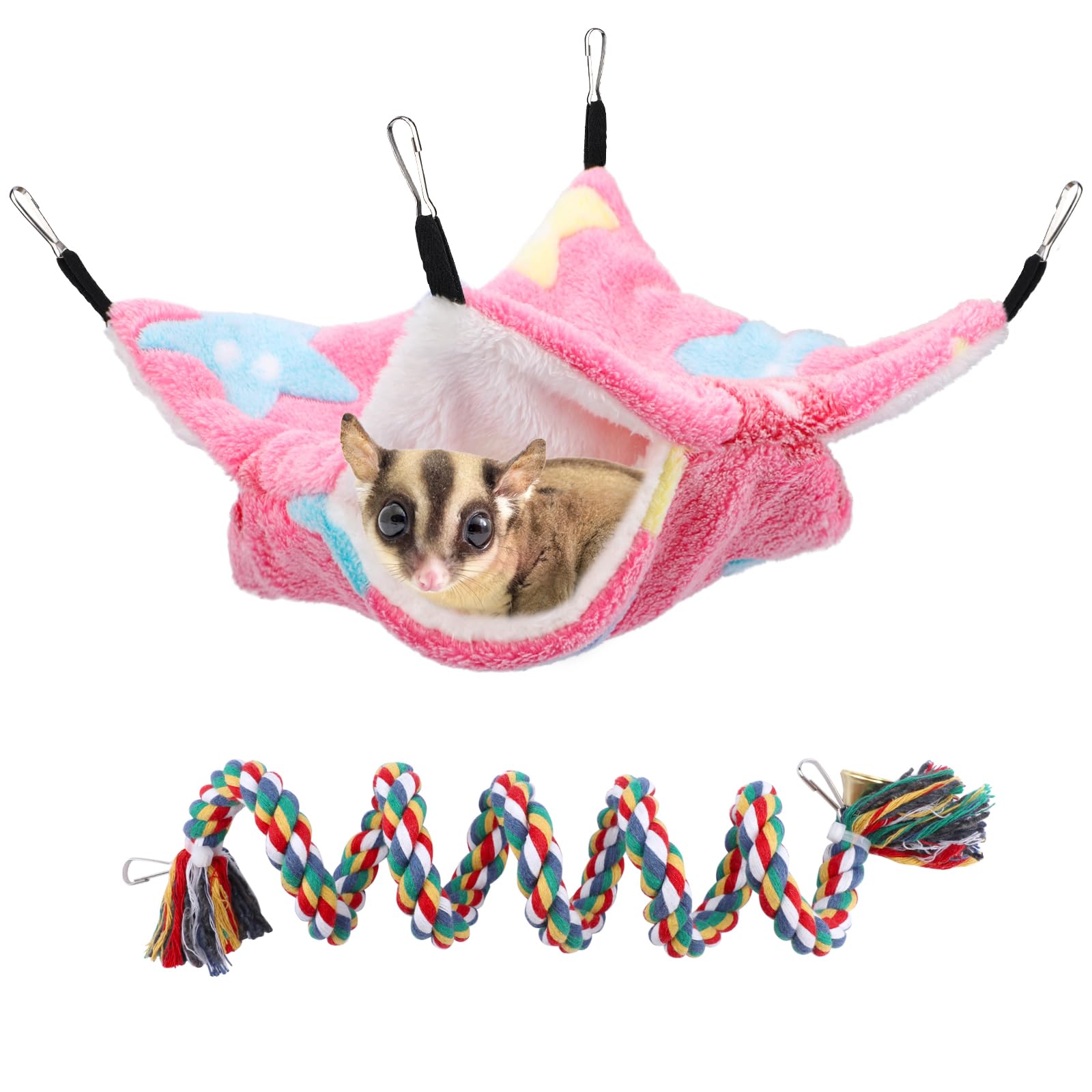 【送料無料】Segarty モモンガハンモック ピンクの星柄 29*29cm おもちゃの1mレインボースプリング贈り..