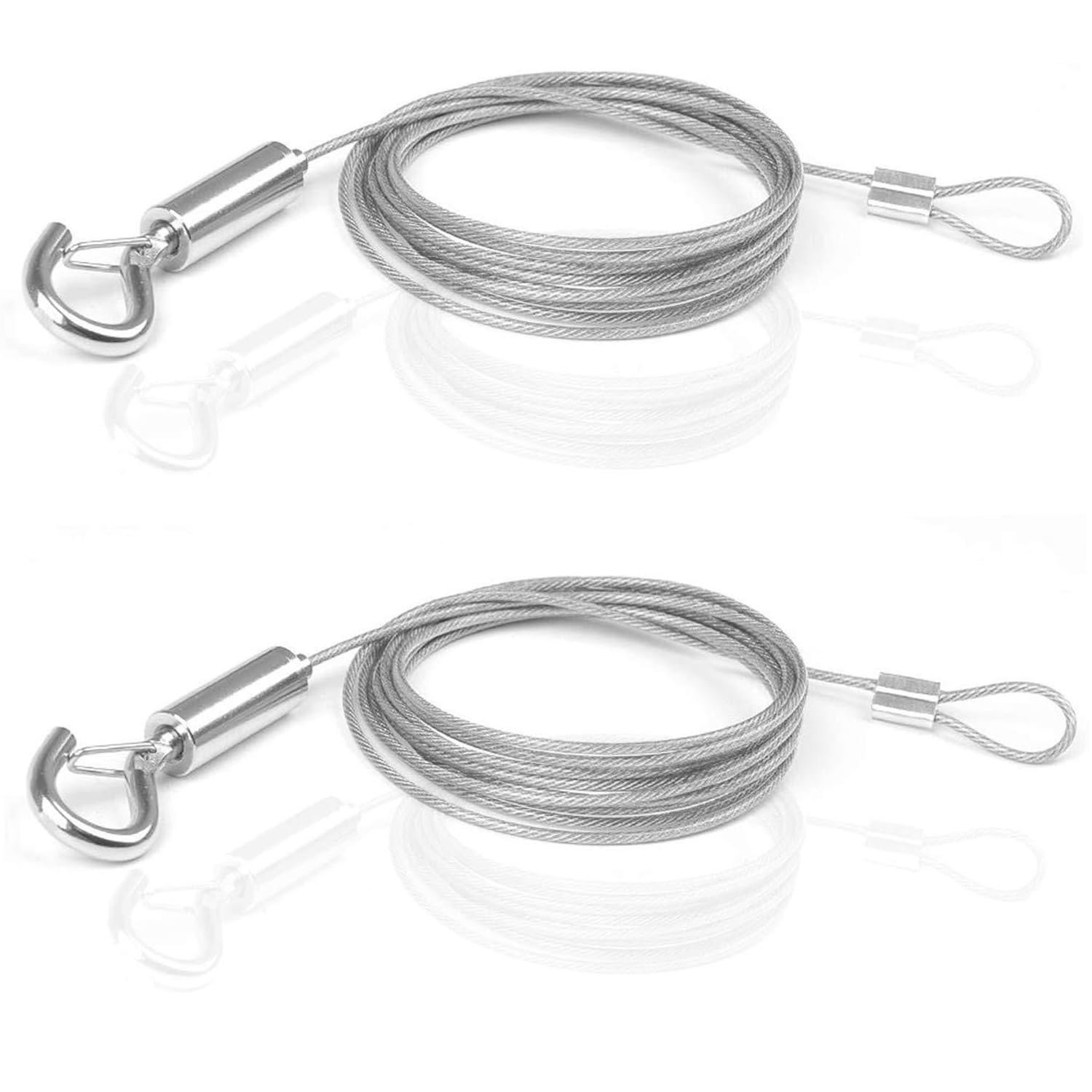 【送料無料】LYHMHAMY 2本セット 落下防止ワイヤー フック付きスリング ピクチャーレール ワイヤー ワイヤーフック 長さ150cm 直径1.5mm 調節可能なステンレスワイヤー 耐荷重20kg サインスリング 固定安全ワイヤー ポスター・絵画・額縁・壁掛け・展示用（シルバー）