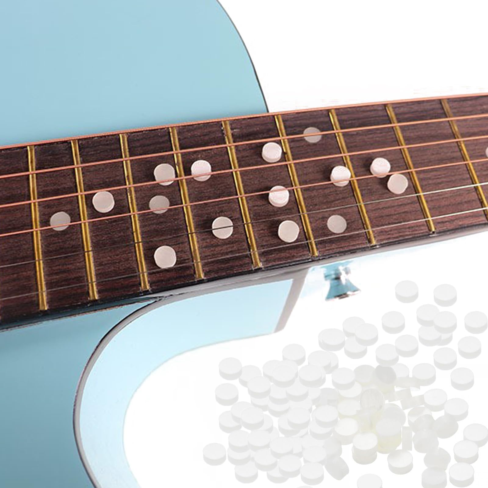 【送料無料】wowjimi 100個 ギター指板インレイドット 6x2mm ホワイト マークポイント 数多い 初心者 abs素材
