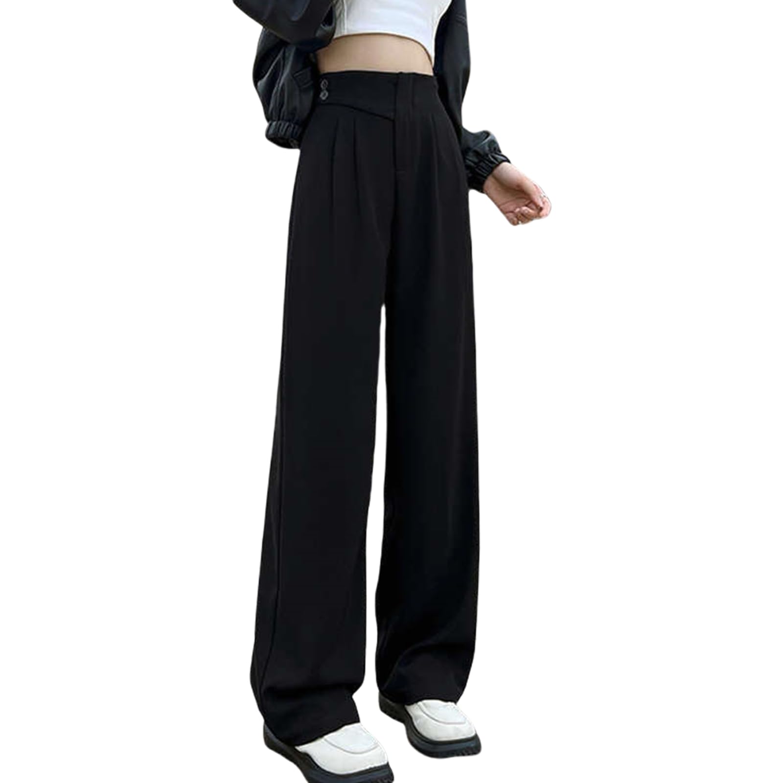 【送料無料】[MEME XTRA] ワイドパンツ スーツパンツ レディース ロングパンツ ハイウエスト ウエストゴム ズボン 無地 ボトムス 脚長効果 着やせ ゆったり カジュアル 通勤 日常 春夏