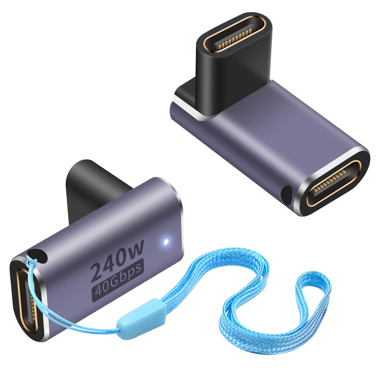 【送料無料】Duttek 240W L字型USB Type C 中継アダプタ、40Gbps USB Cメスメス延長アダプタ8K@60HzビデオサポートUSB 4ケーブルMacBook、iPad、Thunderboltなどに対応2個
