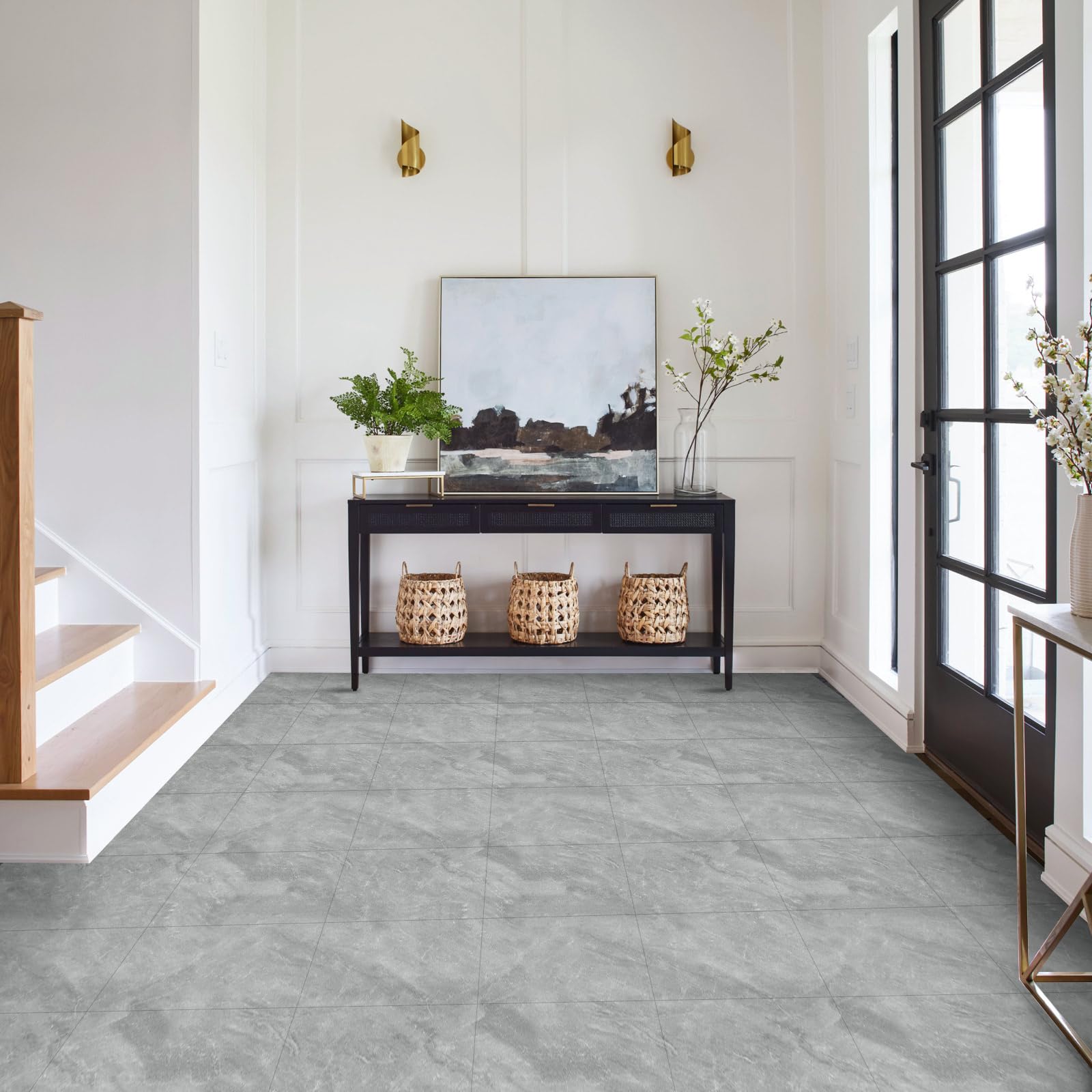 【送料無料】MORCART フロアタイル 置くだけ 大理石 フロアシート 接着剤不要 床 リメイクシート 貼るだけ DIY トイレ 玄関 浴室 キッチン フローリングシート 防水 滑り防止 剥がせる 賃貸OK (30*30cm*20枚 / 約1畳分, 大理石柄 グレー)