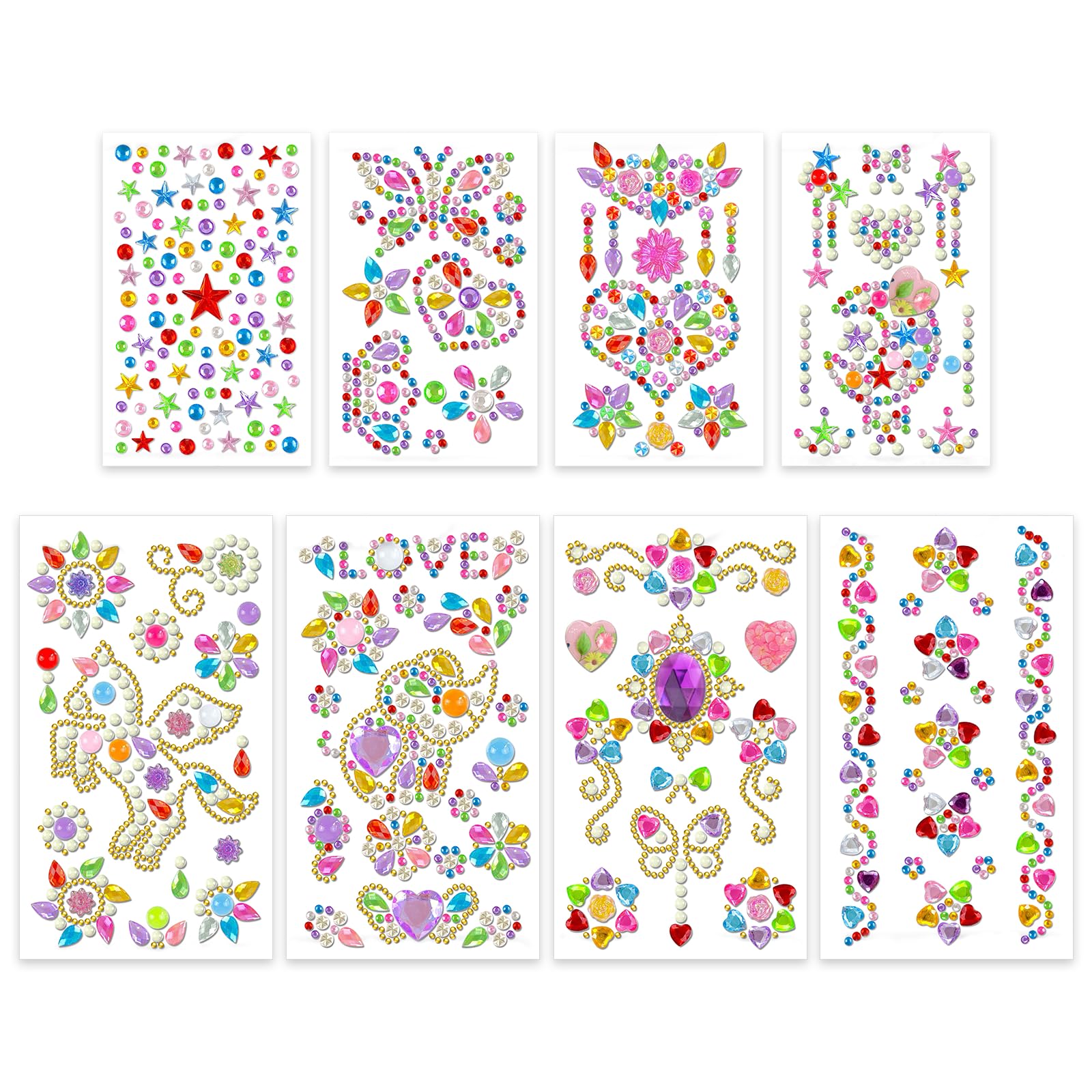 【送料無料】MAEXUS ラインストーン貼り紙 8枚入り ラインストーンステッカー 貼り紙 ジュエルステッカー 貼り付け可能 接着剤 キラキラ カラフル 可愛いシール DIY用品 ハンドメイド アクセサリーのサムネイル