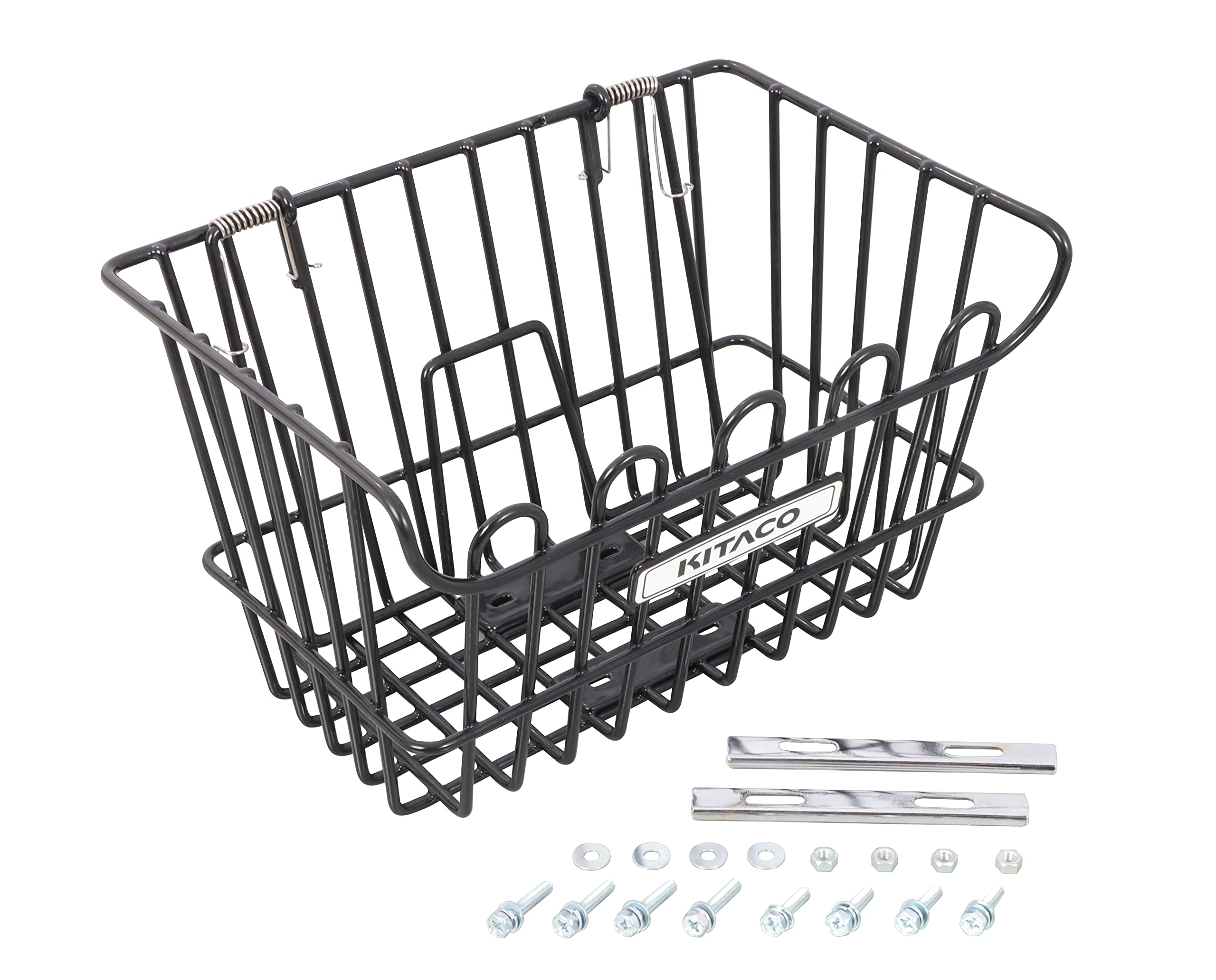 【送料無料】キタコ(KITACO) フロントバスケット K-TOUR (ブラック) 汎用 スチール製 バネ式荷物押さえ..