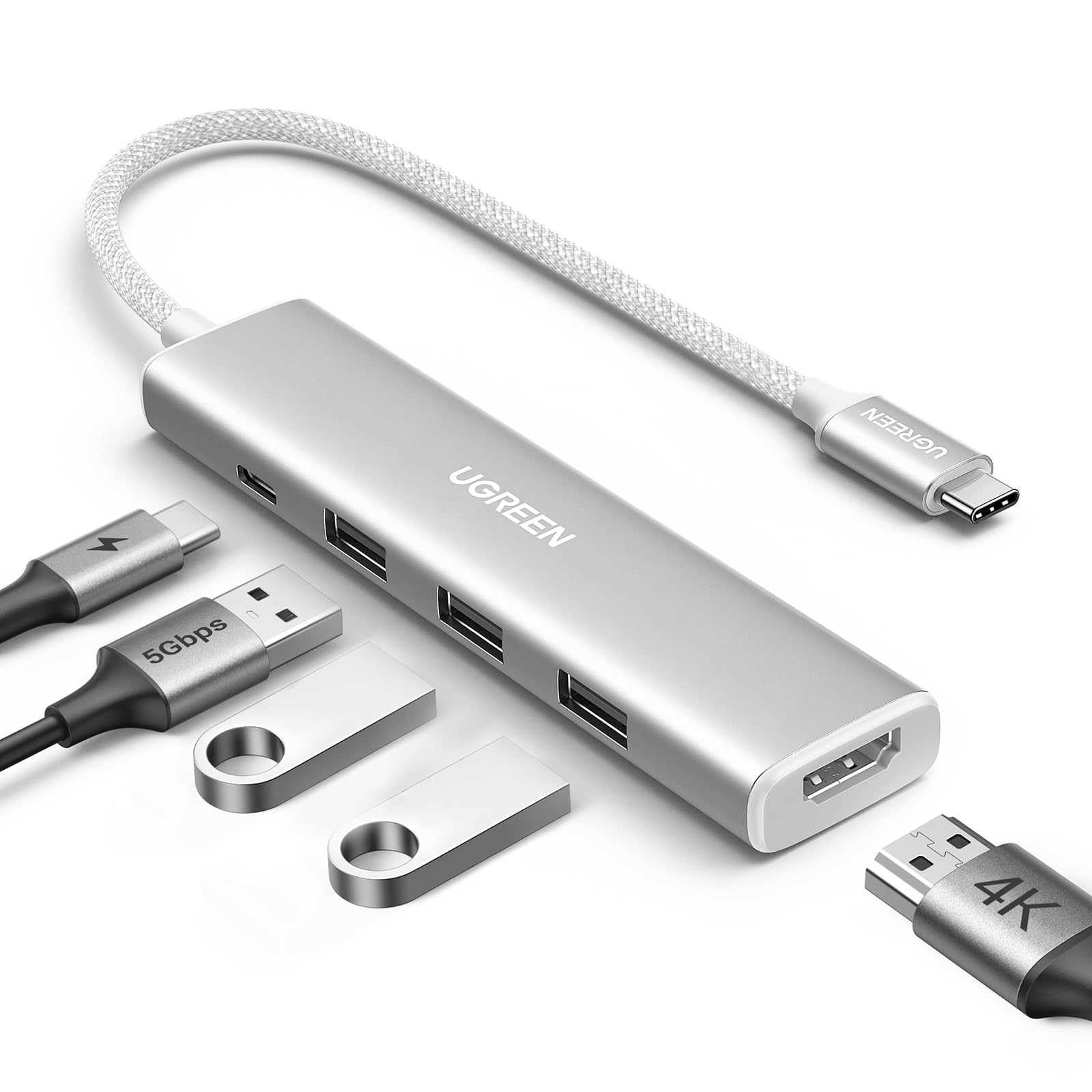 【送料無料】UGREEN Revodok 105 USB Cハブ 5-IN-1 HDMI 出力 (白)