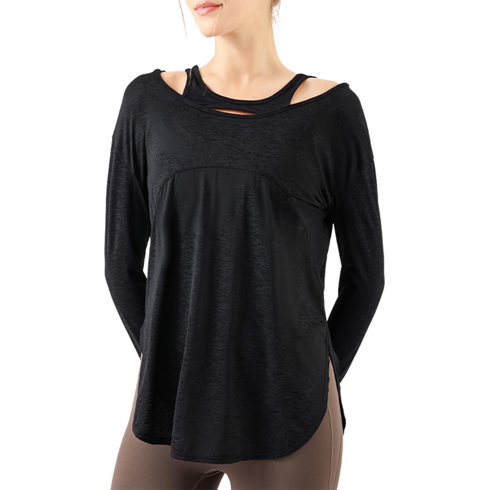 【送料無料】[Karsaer] ヨガウェア トップス 長袖 ロング レディース スポーツシャツ ブラウス お尻が..