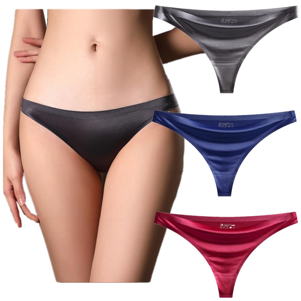 【送料無料】[HINICE] ショーツ Tバック シームレス レディース 光沢 セクシー パンティ ソング 無縫製 響かない ローライズ 透けない 無地 女性下着 ランジェリー（3枚入り、Mサイズ）